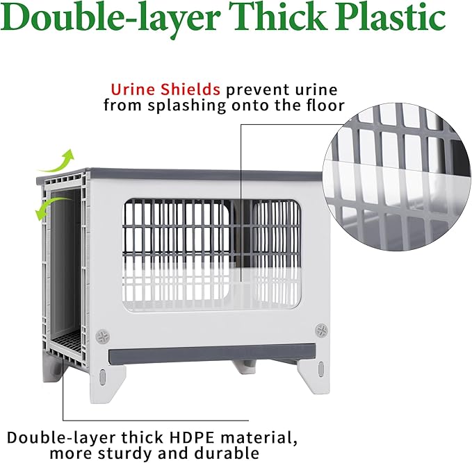 Rabbit Hutch Outdoor Indoor Plastic Waterproof Bunny Cage Enclosure Chew-Proof - Image 3