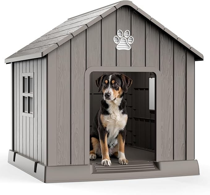 VIXZEN Dog House Outdoor, 38 Inches Weatherproof Resin Dog House Indoor Large - Image 8