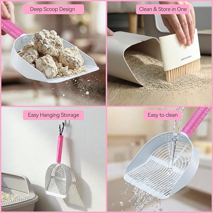 Cat Litter Scoop with Holder, 3 in 1 Metal Kitty Scooper, Heavy Duty Deep - Image 6