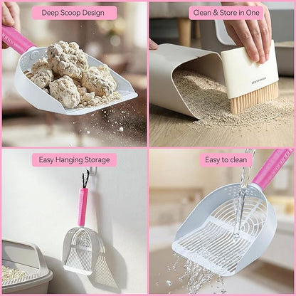 Cat Litter Scoop with Holder, 3 in 1 Metal Kitty Scooper, Heavy Duty Deep - Image 6