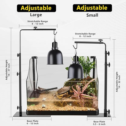 LUCKY HERP Reptile Lamp Stand, Adjustable 14-32 inch Metal Floor Light Holder - Image 4