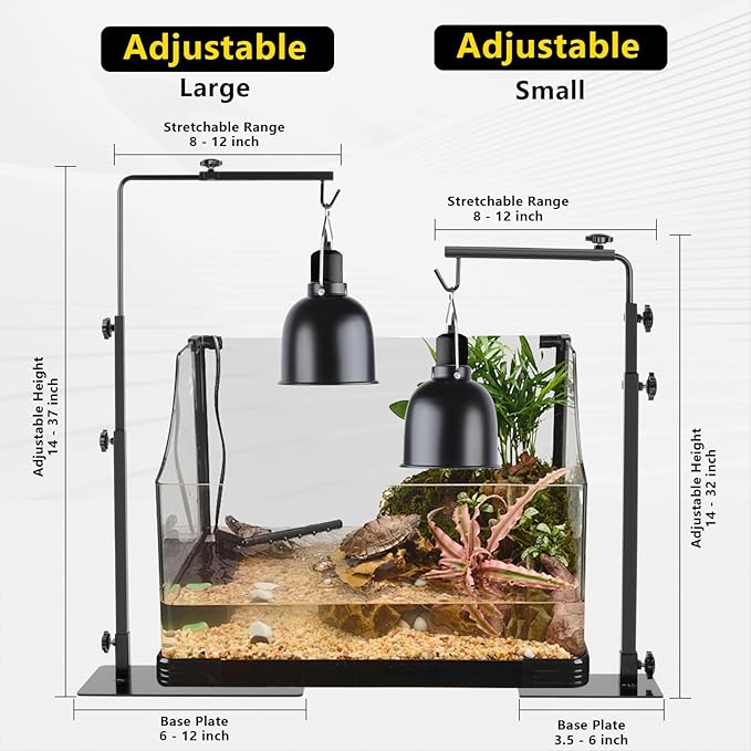 LUCKY HERP Reptile Lamp Stand, Adjustable 14-37 inch Metal Floor Light Holder - Image 4