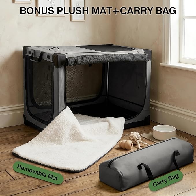 Veraste 30" L x 21" W x 21" H Collapsible Travel Dog Crate, Portable Soft Dog - Image 4