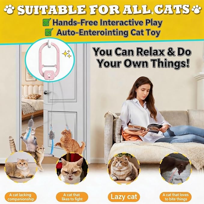 Rechargeable Electric Cat Teaser – Interactive Door Clip Teaser - Image 2