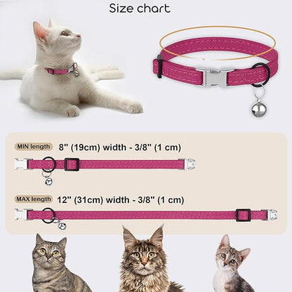 Leather Cat Collar with Buckle and Removable Bell - Image 3