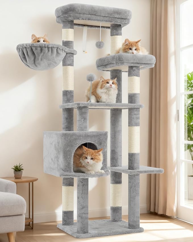 Gitelsnour Cat Tree for Indoor Cats, 55.1 inch Cat Tower by Gitelnour