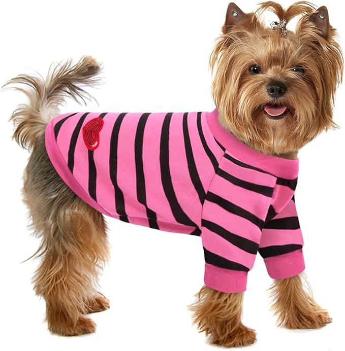 Pet Dog Striped T-Shirt Dogs Cats Cotton Vest Spring Summer Pet Apparel Tee by PREFERHOUSE