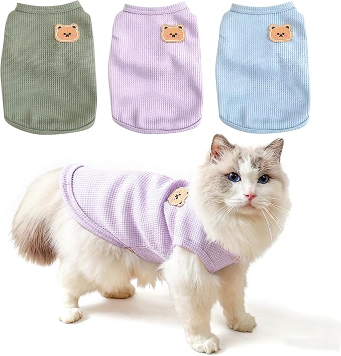 Waffle Knit Cat & Dog T Shirt for Small Dogs, Stretchable Puppy Shirt for by Maqilo
