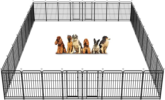 Kfvigoho Heavy Duty Dog Playpen: 32 Steel Panels 47" Height, Square Steel Pipe by Committedtobetterpetlife