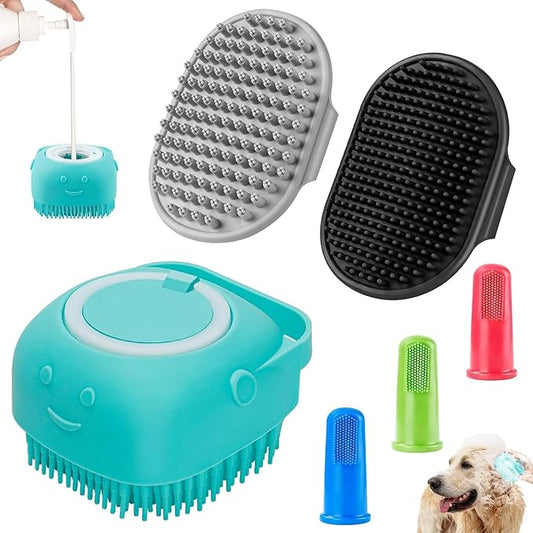 Comotech 6PCS Dog Bath Brush & Dog Toothbrush | Adjustable Handle Shampoo Brush by Comotech