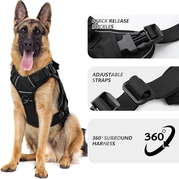 WINGOIN Tactical Dog Harness for Extra Large Dogs, Heavy Duty No Pull Dog - Image 2