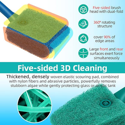 DaToo 2 PCS Fish Tank Cleaning Tools Double Sided Sponge Brush Cleaner Long - Image 3