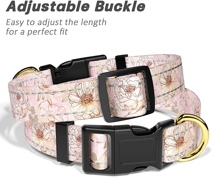 Reflective Dog Collar for Small Dogs, Cute Flower Theme Adjustable Heavy-Duty - Image 6