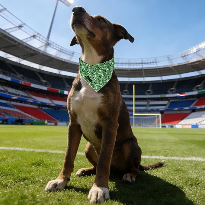 ARING PET Soccer Dog Bandanas, Cute Green Pet Bandana Scarf Triangle Bibs - Image 3