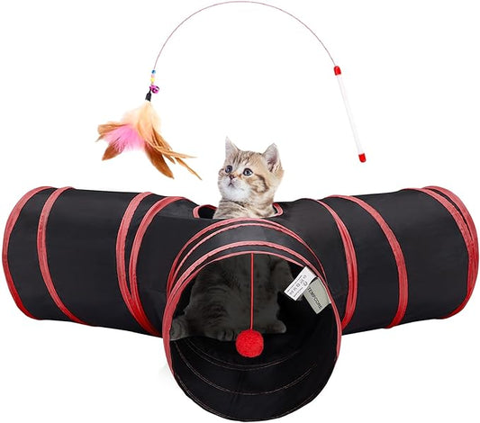 Tempcore Cat Tunnel for Indoor Cats, 3-Way Collapsible Play Tunnel by Tempcore