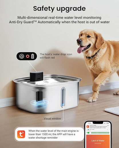 Smart Pet Water Fountain, 10L/338Oz Stainless Steel Cat Water Fountain - Image 6