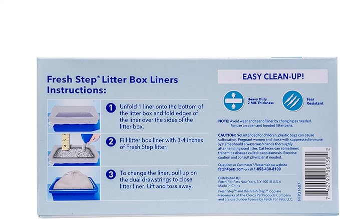 Fresh Step Jumbo Drawstring Cat Litter Box Liners, Heavy Duty Unscented Kitty - Image 5