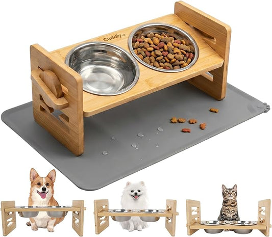 Elevated Dog Bowls for Small Dogs & Cats, Adjustable Raised Dog Bowl Stand by Unknown