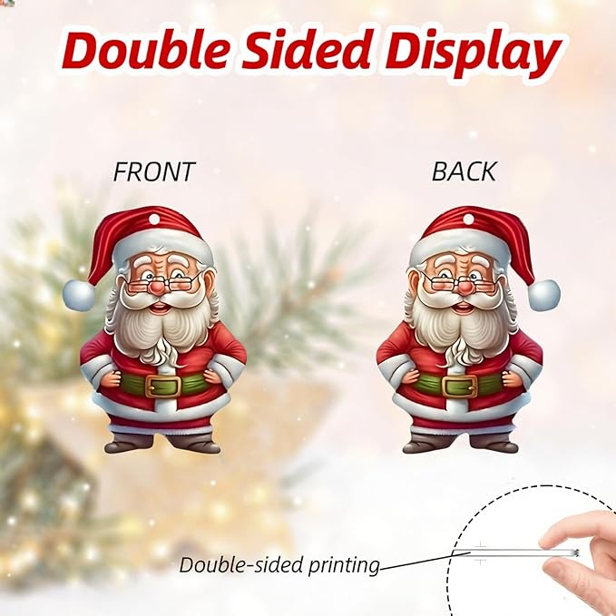 12 Pcs Christmas Tree Ornaments Funny Cartoon Santa Claus Designs Xmas Tree - Image 3