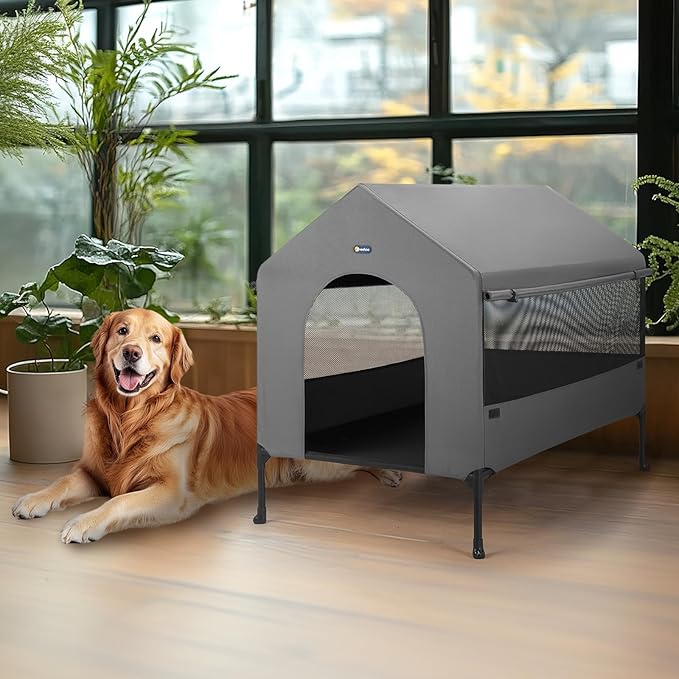 Veehoo 41" Dog House, 2-in-1 Large Dog House Outdoor Indoor Weatherproof - Image 6