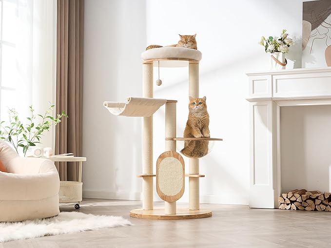 Modern Solid Wood Cat Tree for Indoor Cats Up to 15lbs, Large Cat Bed, Capsule - Image 2