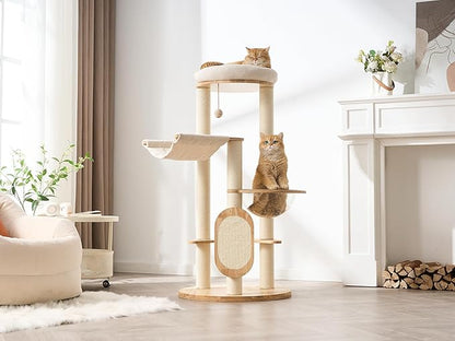 Modern Solid Wood Cat Tree for Indoor Cats Up to 15lbs, Large Cat Bed, Capsule - Image 2