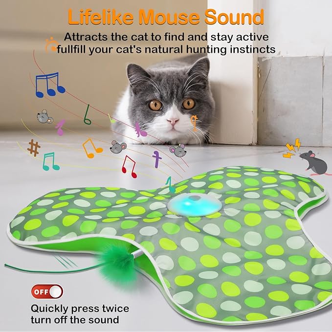 umosis Interactive Cat Toys Rechargeable, Moving Concealed Feathers, Real Mouse - Image 3