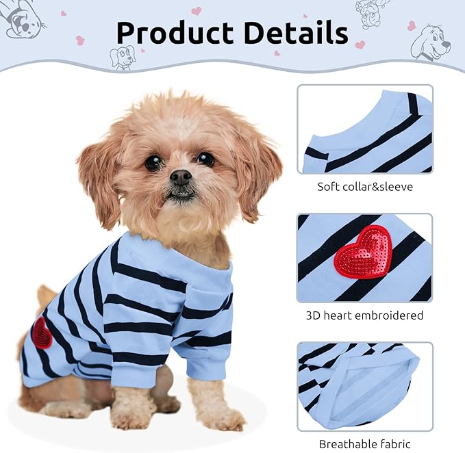 Pet Dog Striped T-Shirt Dogs Cats Cotton Vest Spring Summer Pet Apparel Tee - Image 2