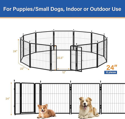 Dog Playpen 24 inch 12 Panels for Indoor & Outdoor Use – Heavy-Duty Metal Pet - Image 2