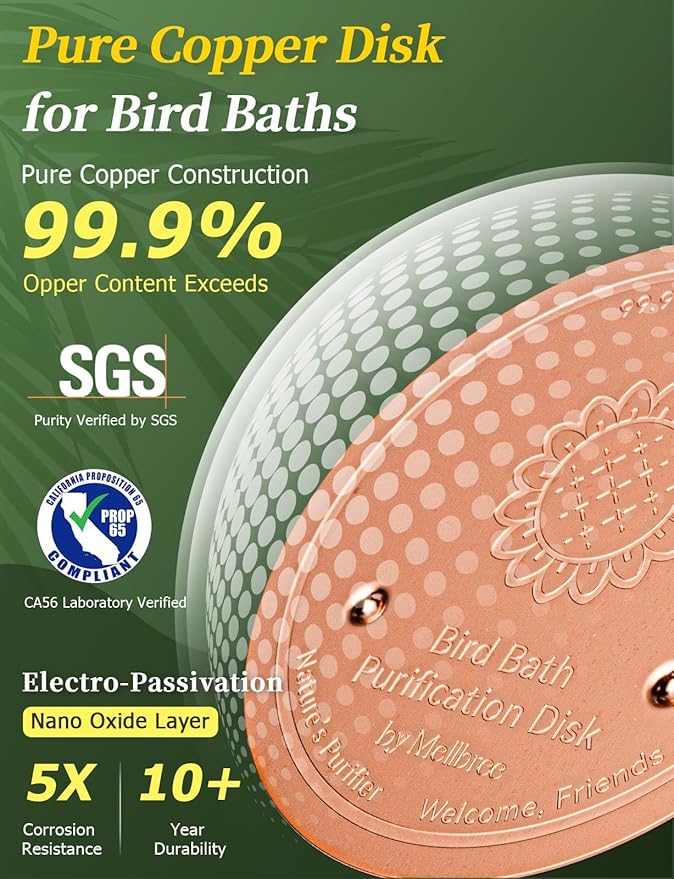 Mellbree 3-Pack Bird Bath Copper Disk, 0.6mm Reinforced 99.99% Pure Copper - Image 4
