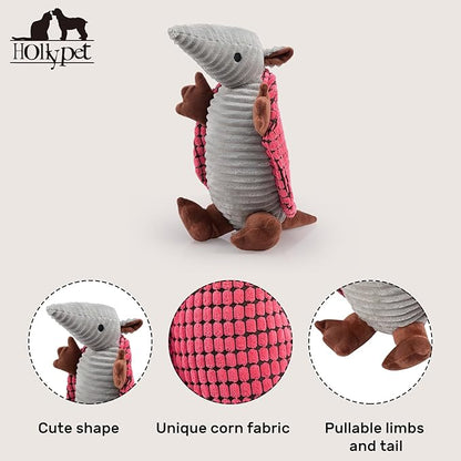 Hollypet Plush Dog Squeaky Toy Stuffed Armadillo Animal Pet Puppy Chew Toys - Image 3
