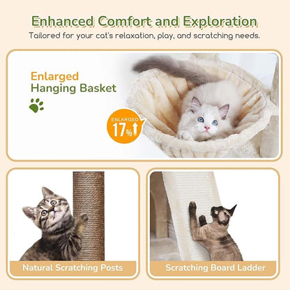 Globlazer 52in Cat Tower for Multiple Indoor Cats, Heavy Duty Multi-Level Cat - Image 4