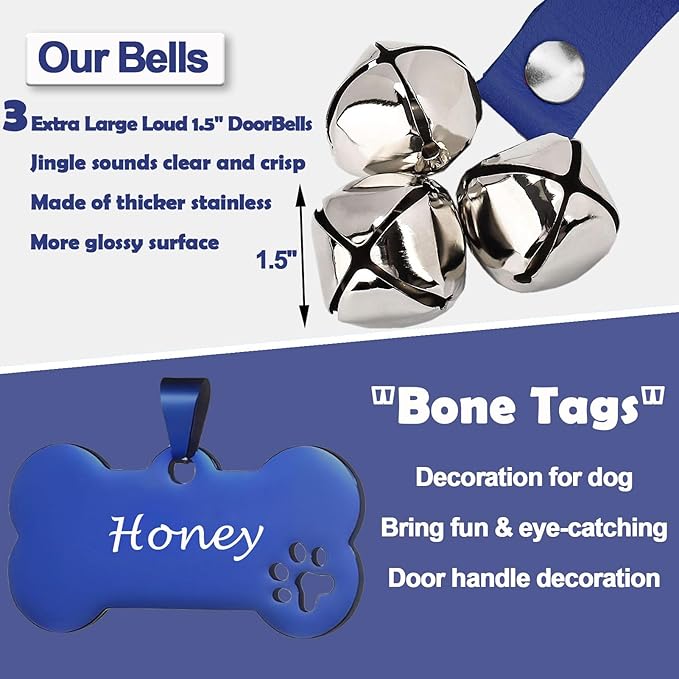 Leather Dog Bells, Puppy Potty Training Bell Dog Doorbell Potty Train Dog Bell - Image 3