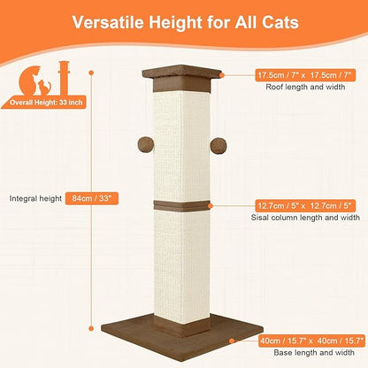 SOCATER Cat Scratching Post 33 Inch Nature Sisal Cat Scratch Post - Image 2