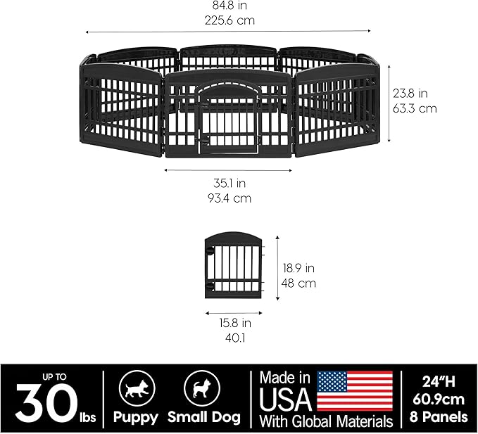 IRIS USA 24" Dog Playpen 8-Panel Pet Exercise Pen - Image 3