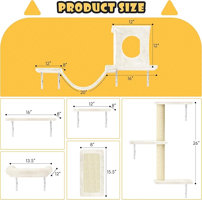 12-in-1 Cat Wall Shelves, Wall Mounted Cat Climber - Image 8