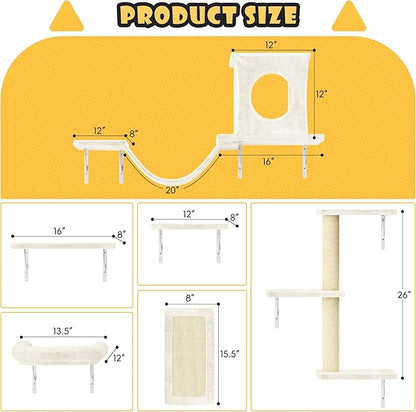 12-in-1 Cat Wall Shelves, Wall Mounted Cat Climber - Image 8