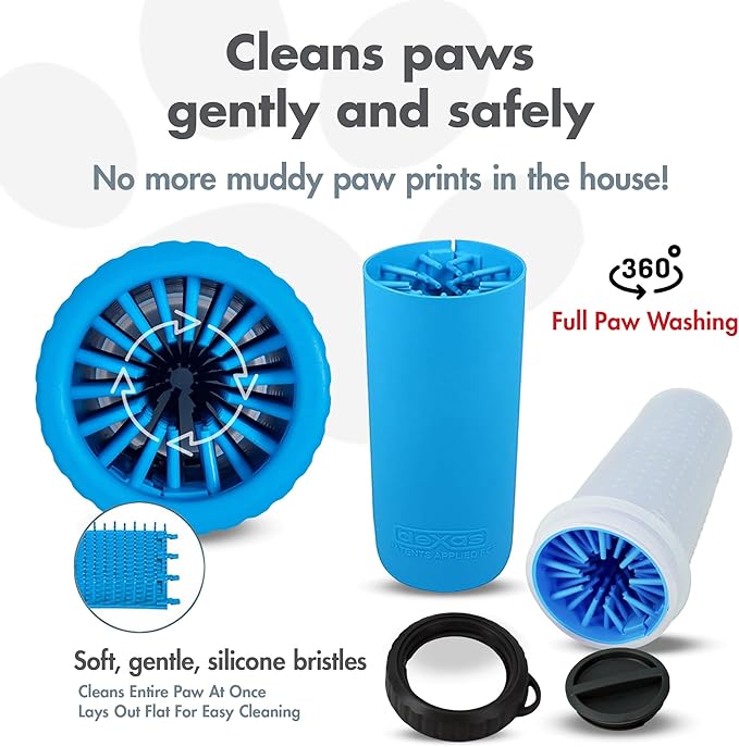 Dexas Lidded MudBuster Large Dog Paw Cleaner, Pro Blue, Fits 2.5"-3.5" Wide Paws - Image 2