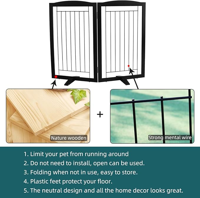ZJSF Freestanding Dog Fence Indoor, Foldable Dog Gate - Image 6