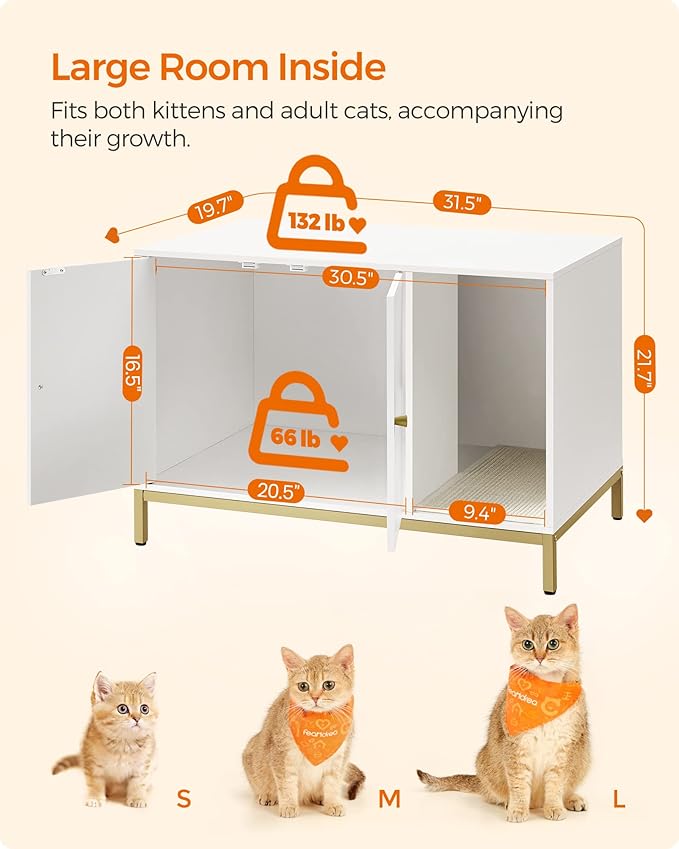 Feandrea Cat Litter Box Enclosure, Hidden Litter Box Furniture - Image 5