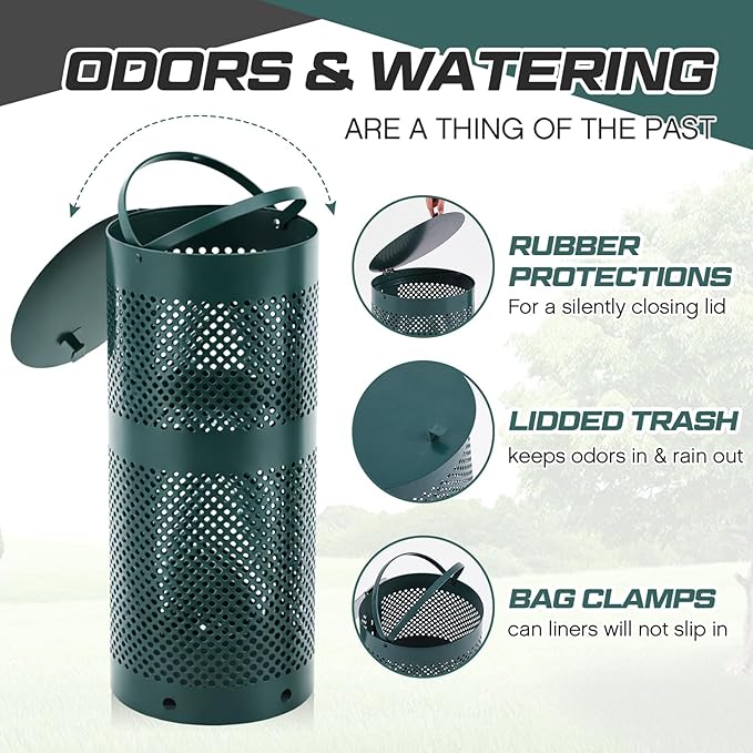 Dansydaisy Round Outdoor 8 Gallon Capacity Trash Can - Image 3