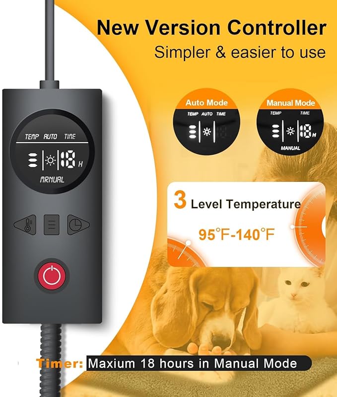 uncn Dog Cat Heating Pad Pressure Activated 19.5 X 29 Pet Heat Pack Automatic - Image 4