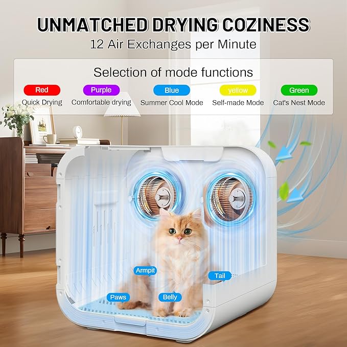 Automatic Pet Hair Dryer Box, 70L Dual Motor Fans Blower - Image 2