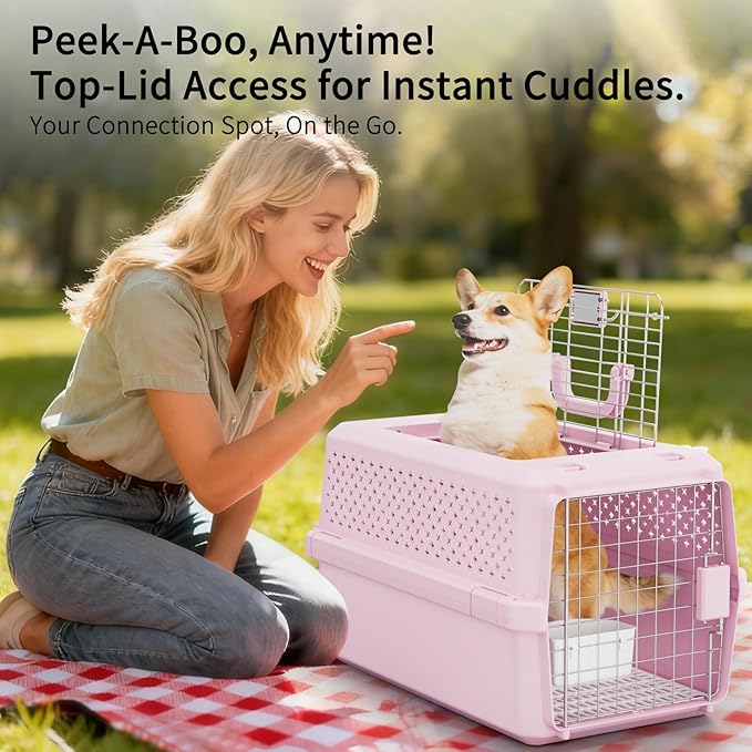 RIZZARI Pets Spree Hard-Sided Pink Pet Carrier, Portable Crate - Image 6