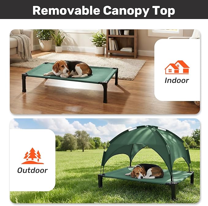Heeyoo Elevated Dog Bed with Removable Canopy, Portable Dog Cot with Sun - Image 4