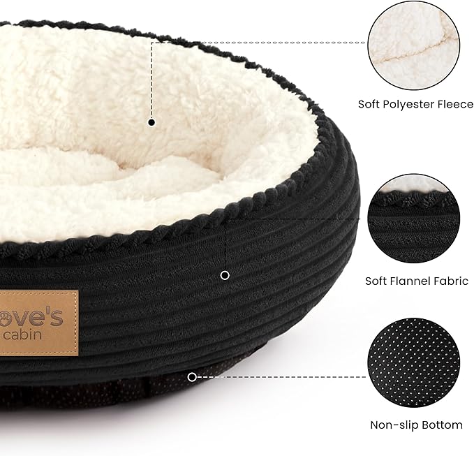 Love's cabin Round Donut Cat and Dog Cushion Bed, 20in Pet Bed - Image 2
