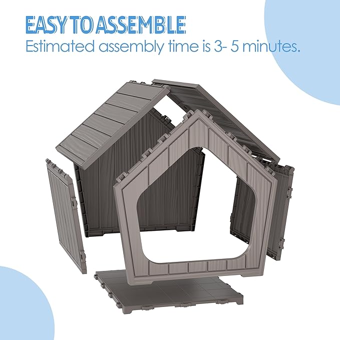 Large Dog House Outdoor Indoor for Medium Large Dogs, Durable Plastic - Image 6