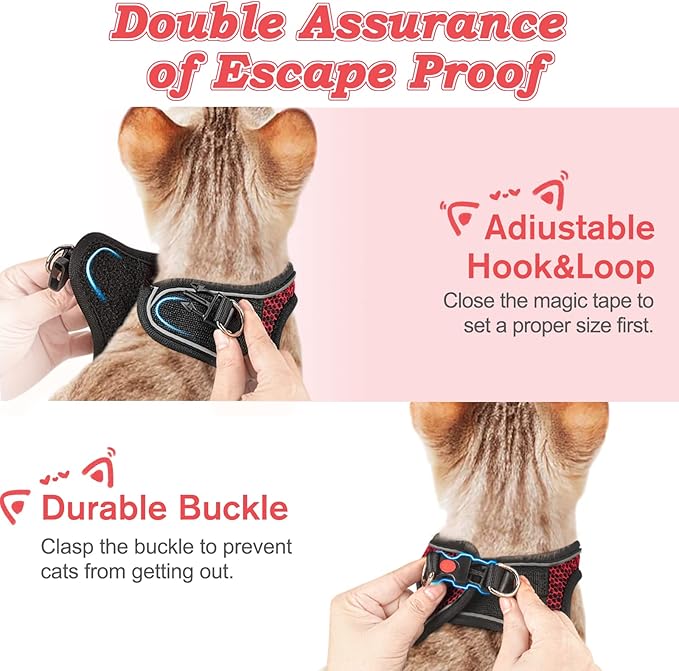 Cat Harness and Leash for Walking Escape Proof, Adjustable Kitten Vest Harness - Image 6