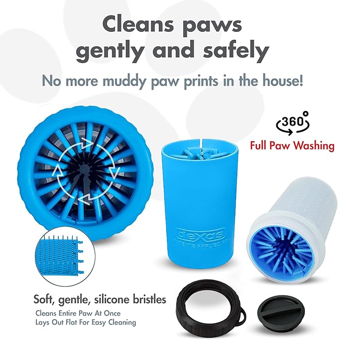 Dexas Lidded MudBuster Medium Dog Paw Cleaner, Pro Blue, Fits 1.5"-2.5" Wide - Image 2