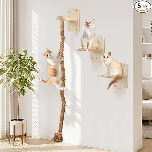 Cat Wall Shelves with 2 x 60 Inch Climbing Rope, Wall Mounted Cat Tree with by Unknown